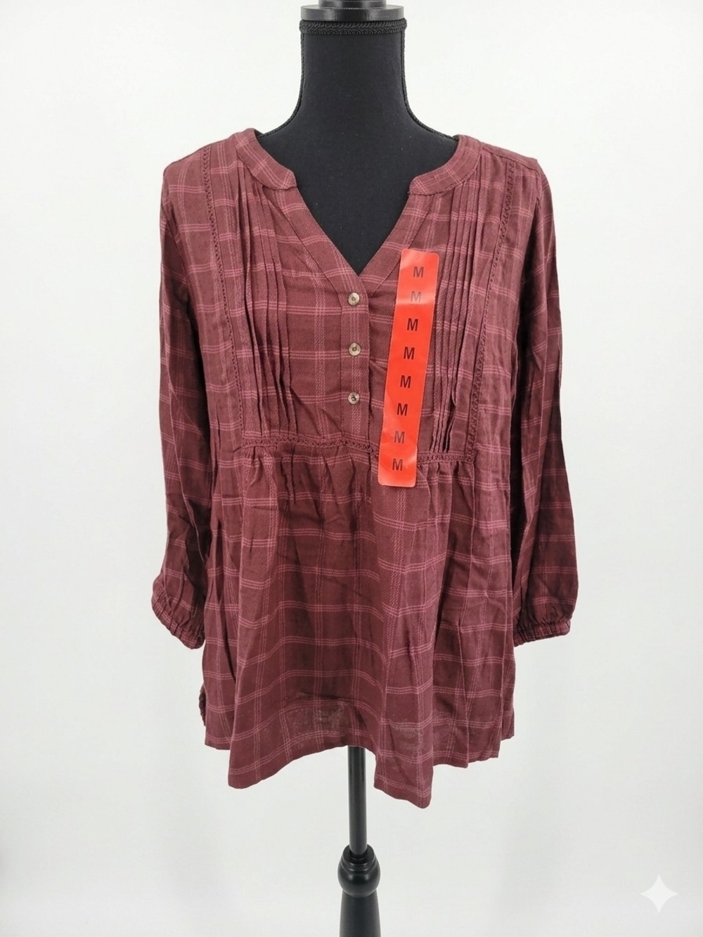 Wrangler Mauve Plaid Peasant Blouse